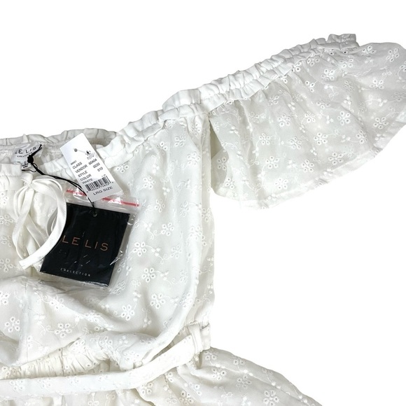 NWT Le Lis White Smocked Eyelet Romper Large - Picture 8 of 12